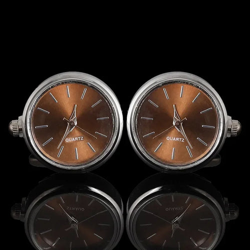 Cufflinks|Silver & Brown