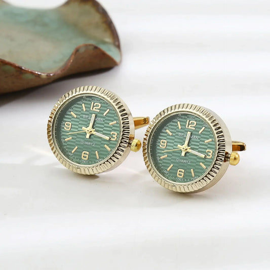 Cufflinks|Gold & Green