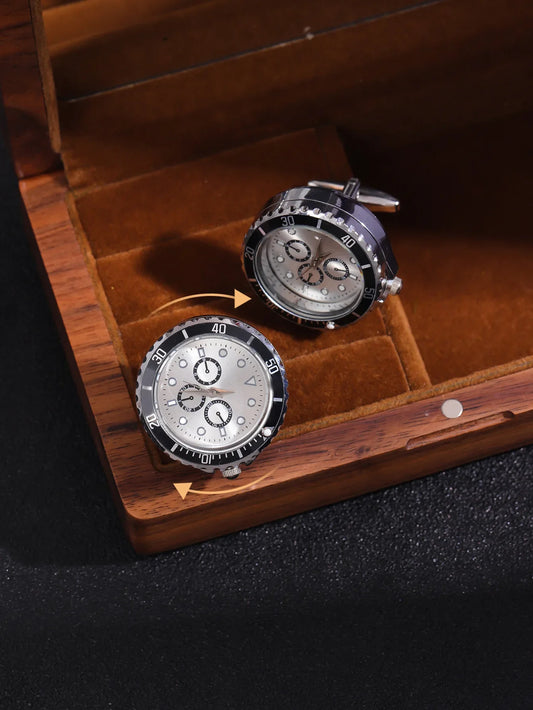 Cufflinks|Silver & White