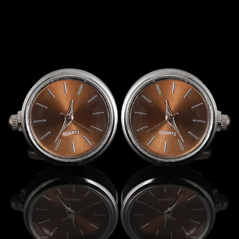 Cufflinks|Silver & Brown