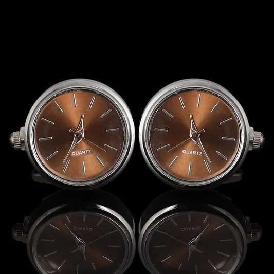 Cufflinks|Silver & Brown
