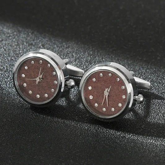 Cufflinks|Silver & Brown