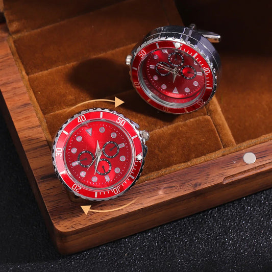 Cufflinks|Silver Red