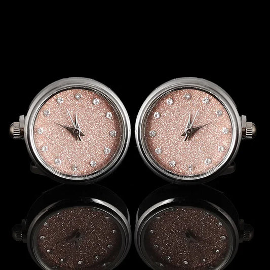 Cufflinks|Silver Pink Quazar