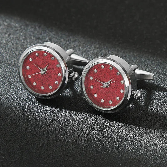 Cufflinks|Silver & Red
