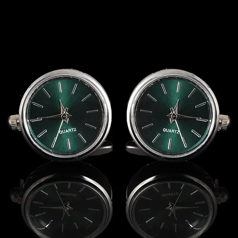 Cufflinks|Silver & Green