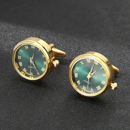 Cufflinks|Gold & Green